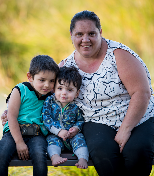 Aboriginal mother with her two children