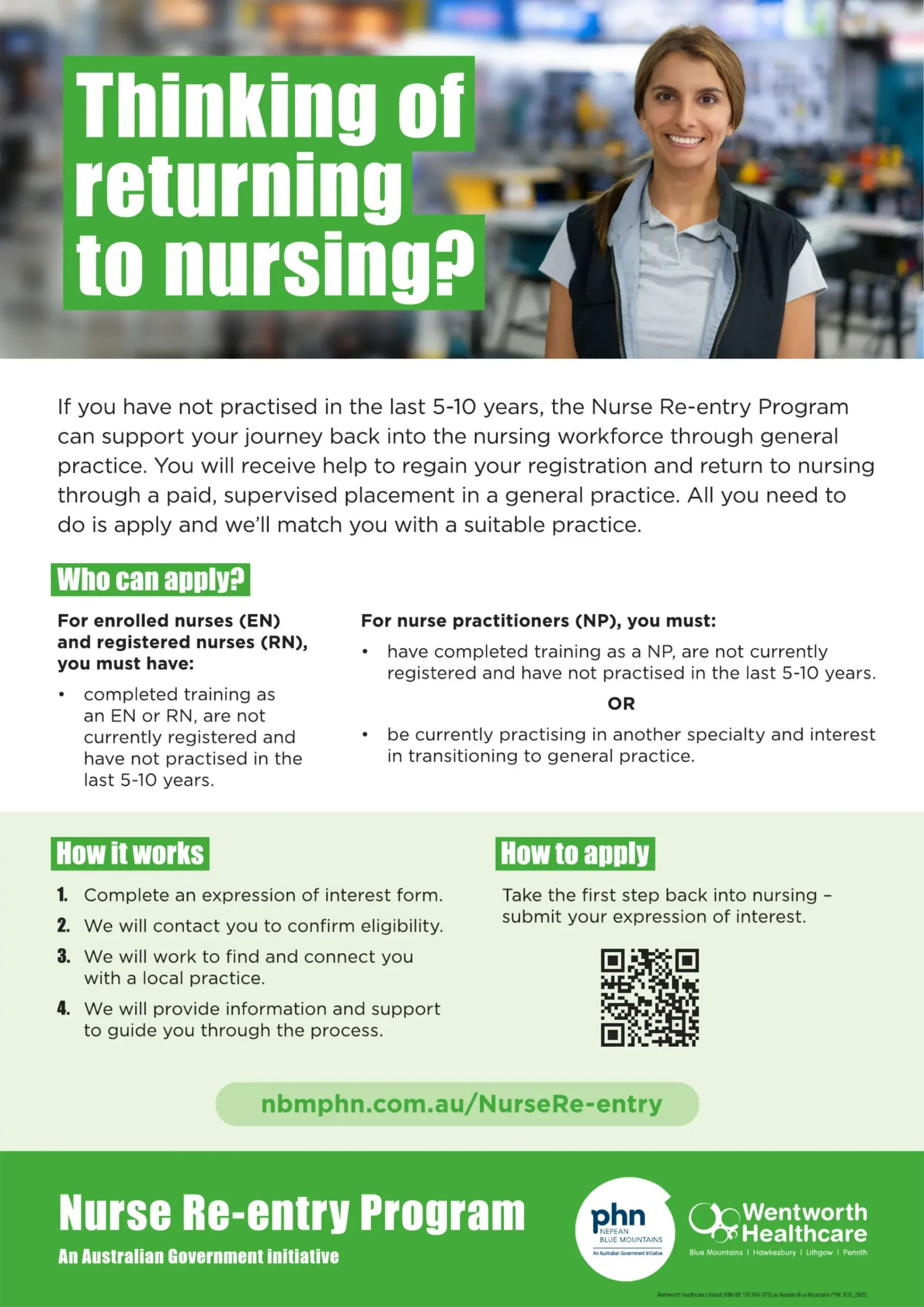 Nurse Re-entry Program: Nurse Flyer | Wentworth Healthcare (NBMPHN)